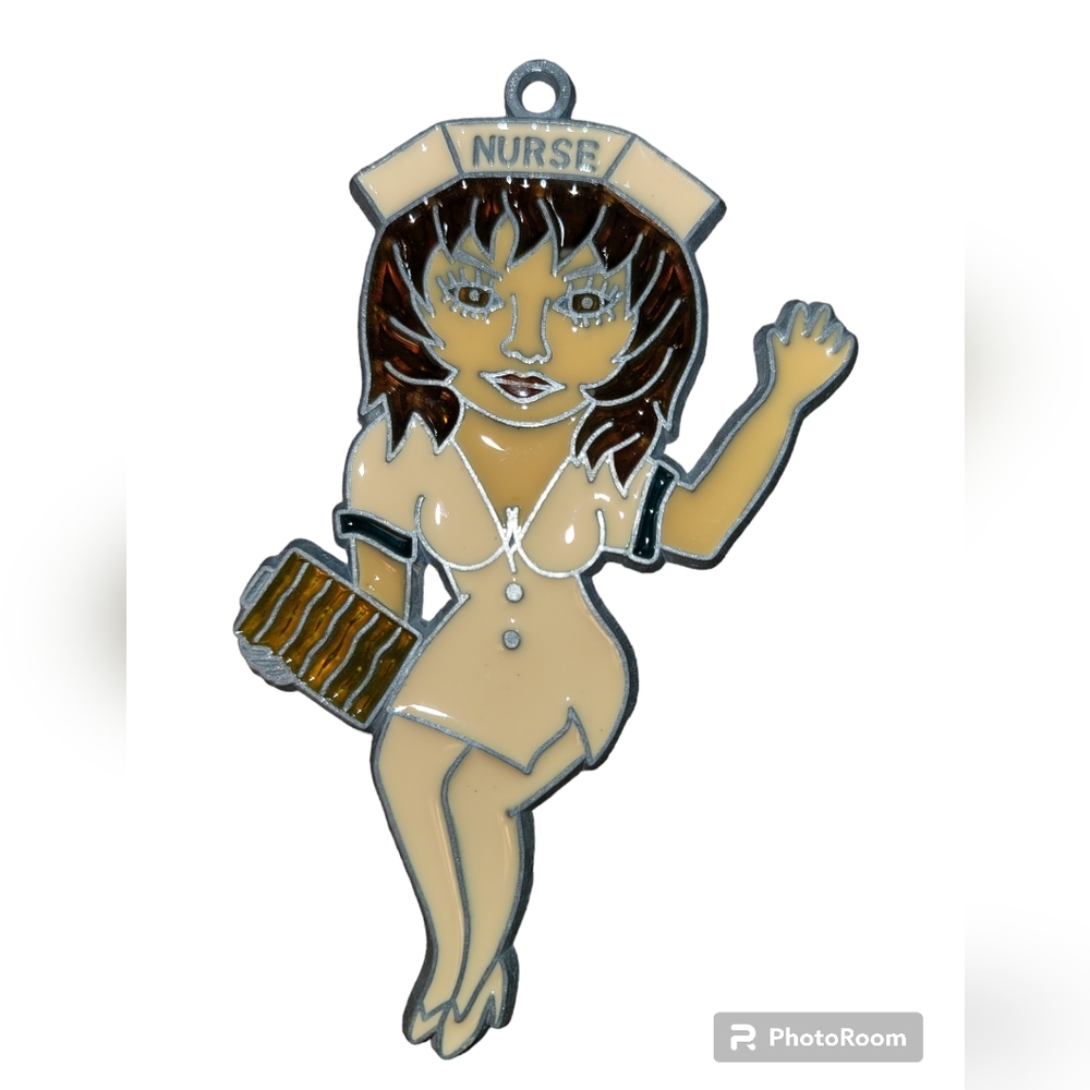 Vintage Handmade Stained Glass Nurse RN LPN Nursing Student Suncatcher Ornament